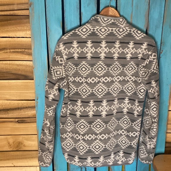 Southern Grit pullover partial snap fleece sweater size small gray white - Picture 8 of 8